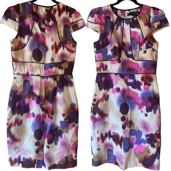 Sandra Angelozzi Cotton/Silk Blend Abstract Cap Sleeve Dress Size Medium - Picture 1 of 10